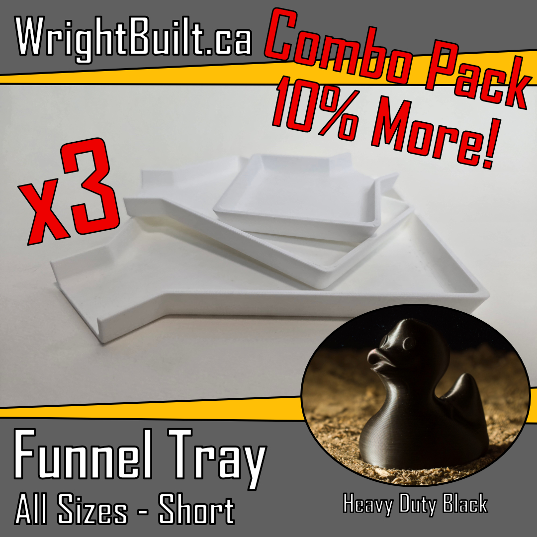 Funnel Tray - All Sizes (1ea: S/M/L) & Short - Heavy Duty Black Plastic - Sorting & Organizing Tool - 3 Pack